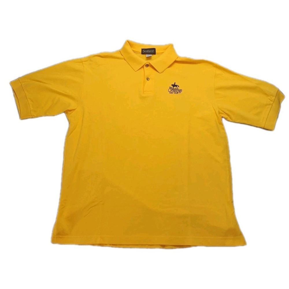 Vintage Yellow South Port Polo Shirt Mens Size XL The Crossing Golf Club Cotton